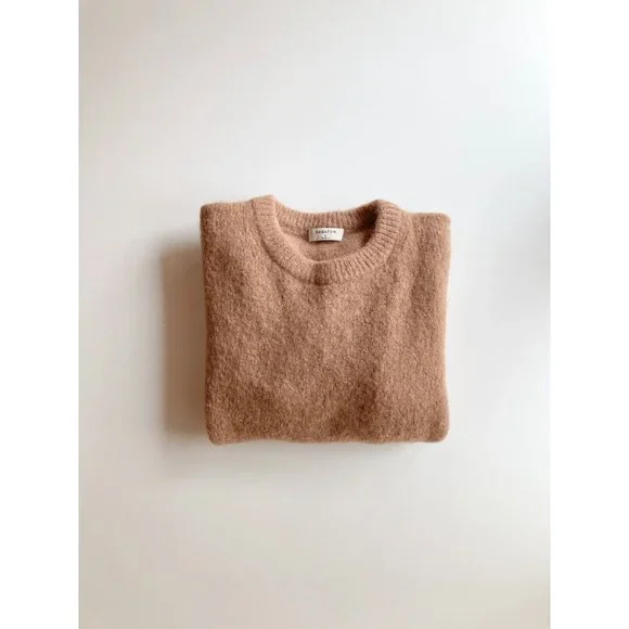 Aritzia BABATON Calvin Camel Tan Mohair Alpaca Knit Crew Neck Sweater, Size M - Picture 6 of 16